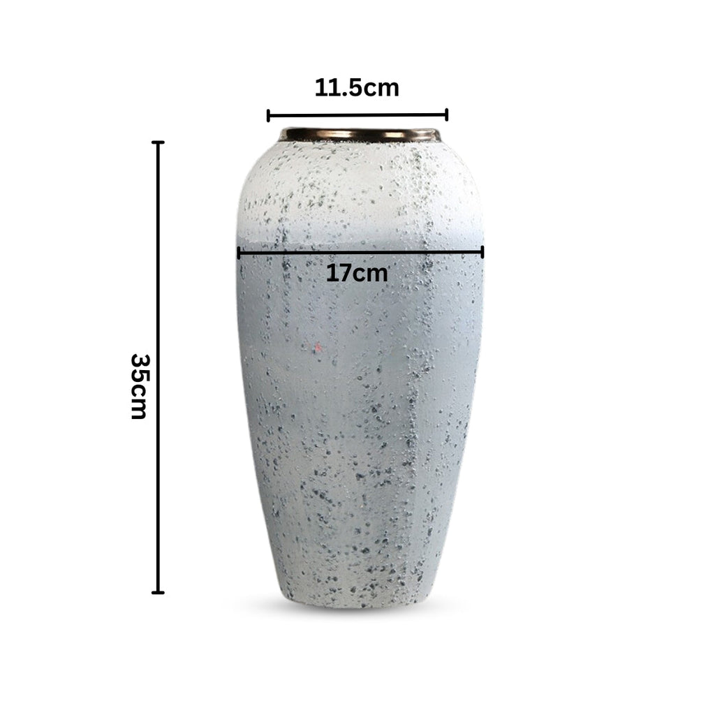 NNEAGS 35x17cm White and Grey Large Ceramic Flower Vase Elegant Living Room Home Decor