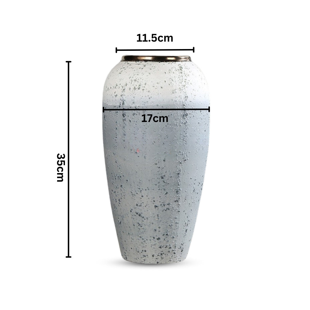 NNEAGS 35x17cm White and Grey Large Ceramic Flower Vase Elegant Living Room Home Decor