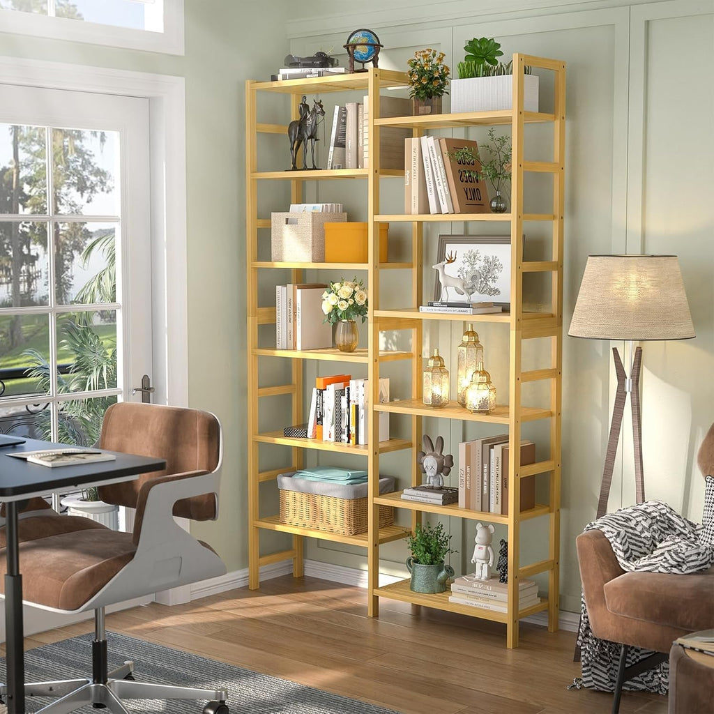 6 Ft Tall Bamboo Bookshelf For Home Office Living Room