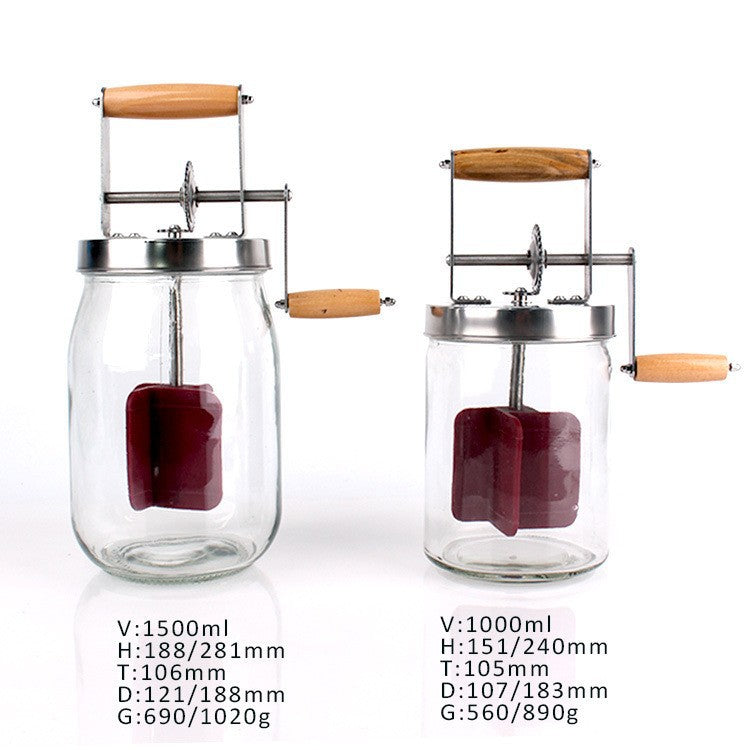 Hand Butter Blender Home Kitchen Vintage Glass Bottle