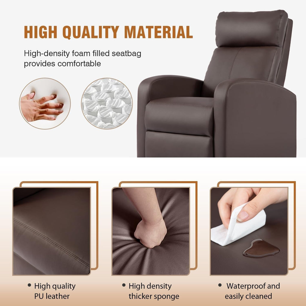 Brown Leather Recliner Chair For Living Room Home Theater