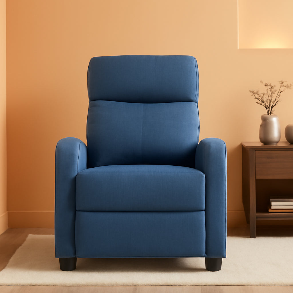 Blue Fabric Recliner Chair For Living Room Home Theater