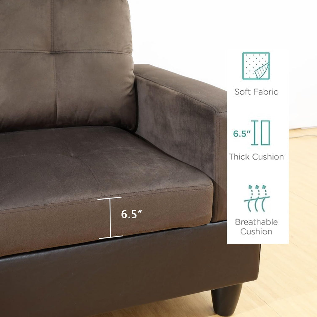 Two Piece Sectional Sofa Set L Shape Brown Living Room Furniture Collection For Modern Home Decor And Comfort