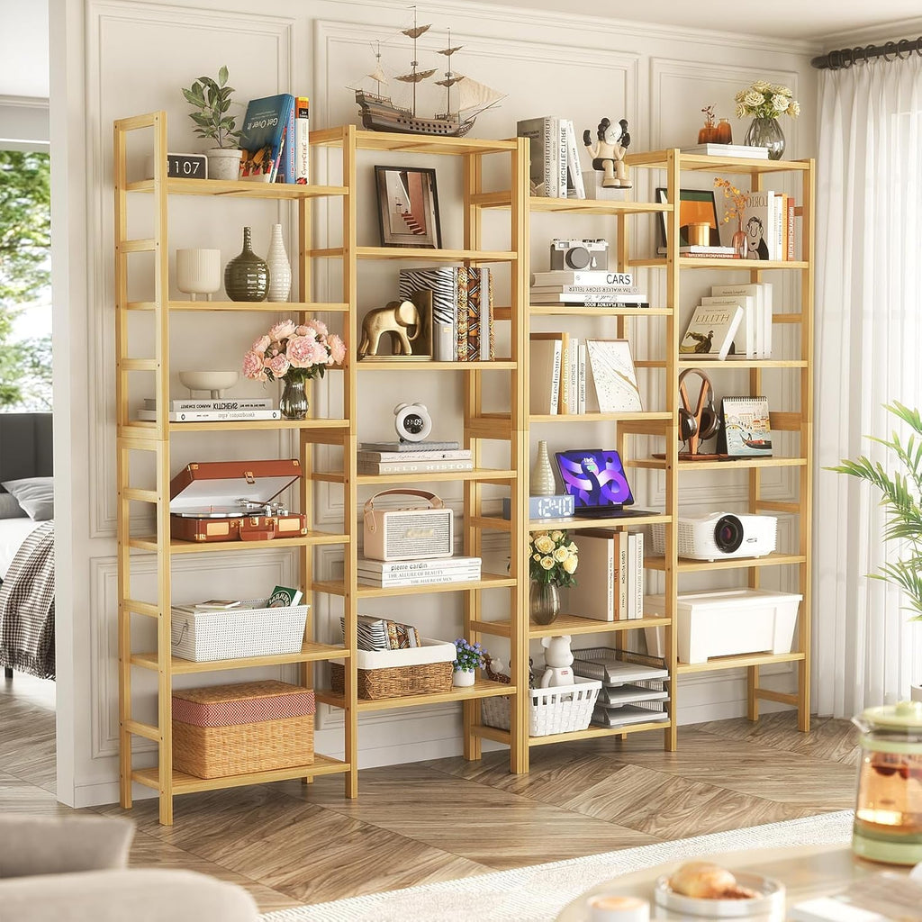 6 Ft Tall Bamboo Bookshelf For Home Office Living Room