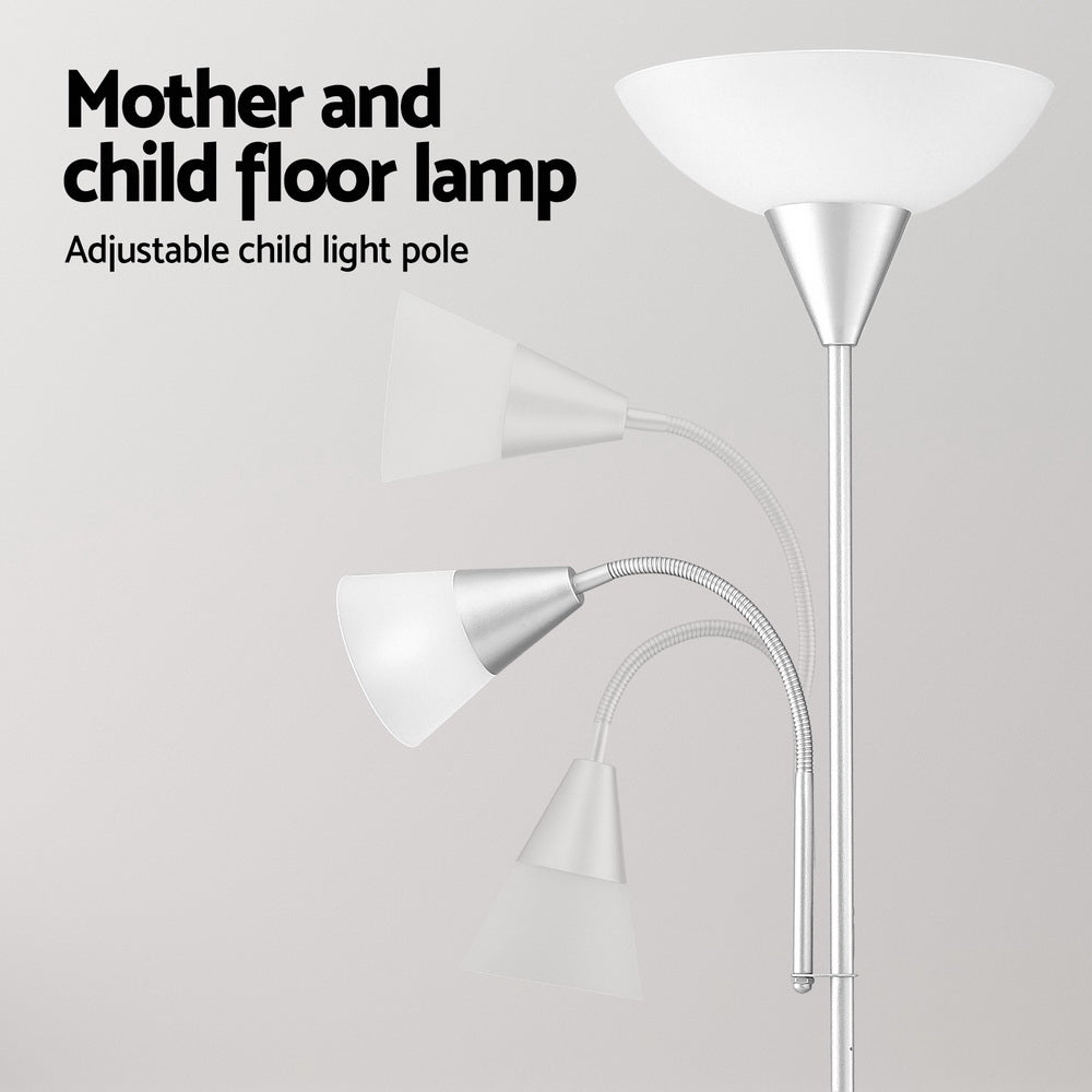 NNEDSZ Floor Lamp Mother and Child Modern Home Living Room Office Reading Silver