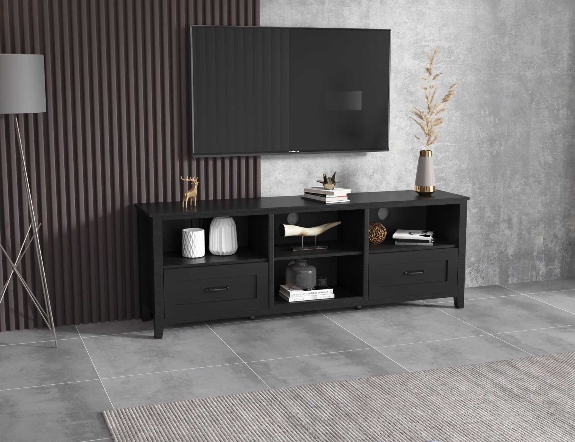 Black TV Stand for Living Room and Bedroom